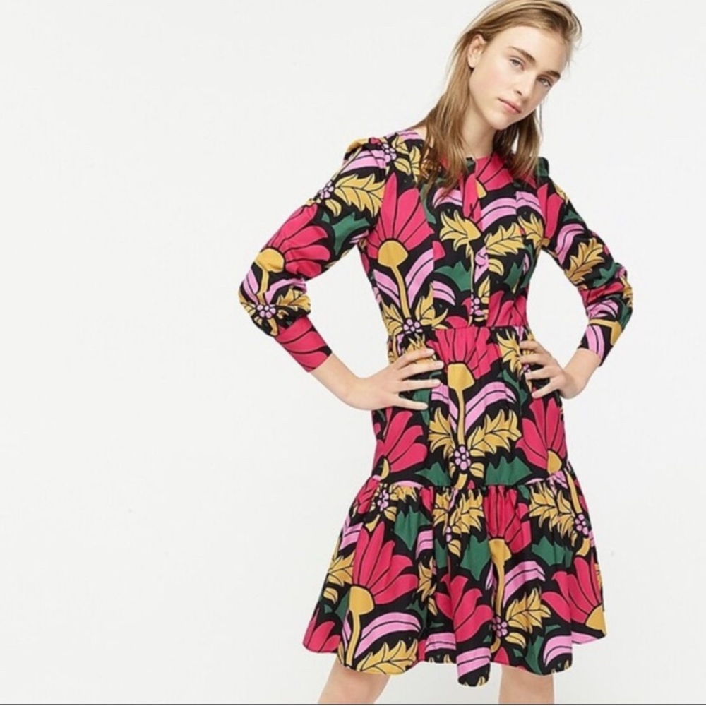J. Crew Tiered Popover Dress RATTI print